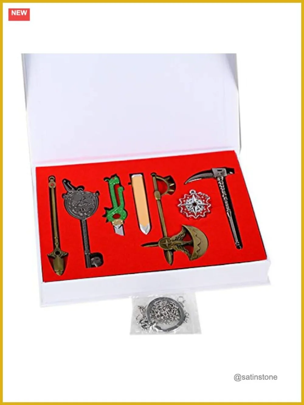 7-in-1 Mini Weapons Model Keychain Set with Gift Box